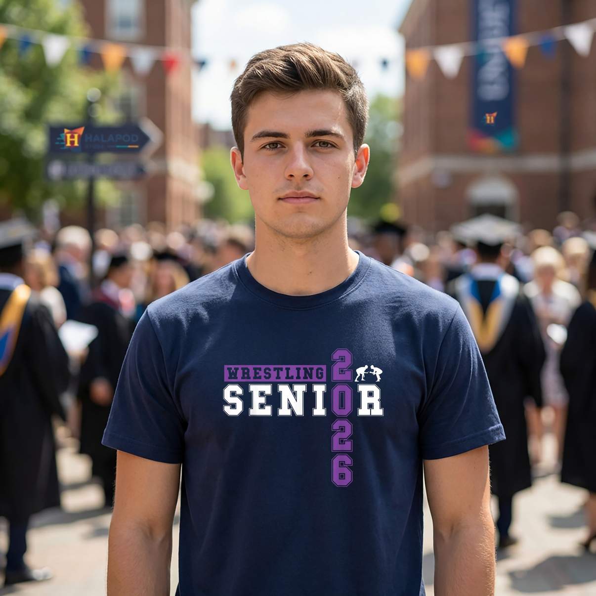 Senior Night Wrestling 2026 Shirt Class Of Graduation Sports Fan Graphic Mens