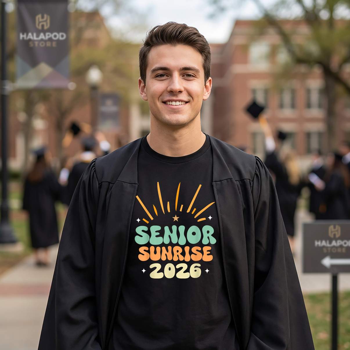 Senior Sunrise Class Of 2026 T-Shirt High School Graduation Graphic For Mens Top