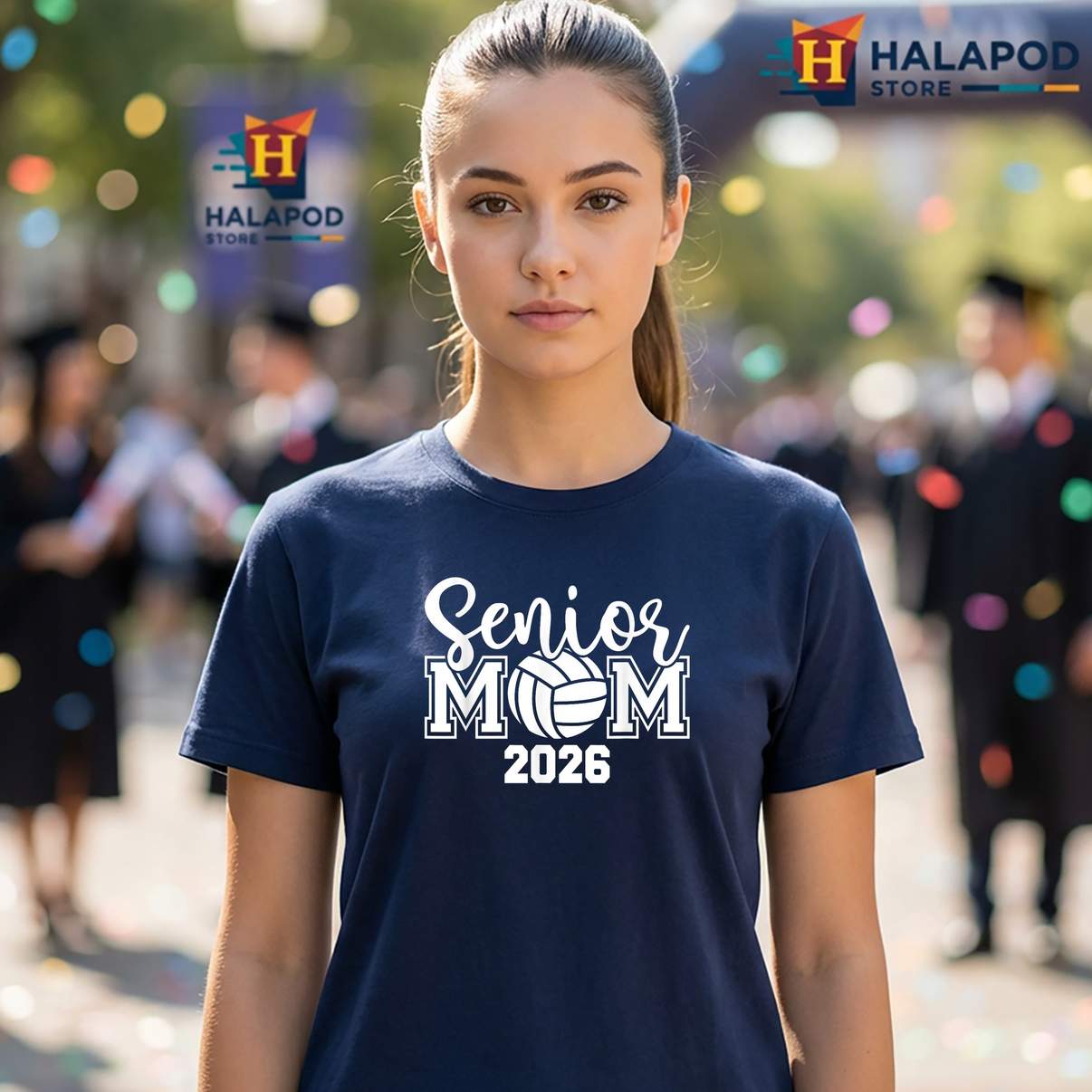 Senior Volleyball Mom 2026 Tee Shirt Proud Class Of Graduation Graphic For Womens