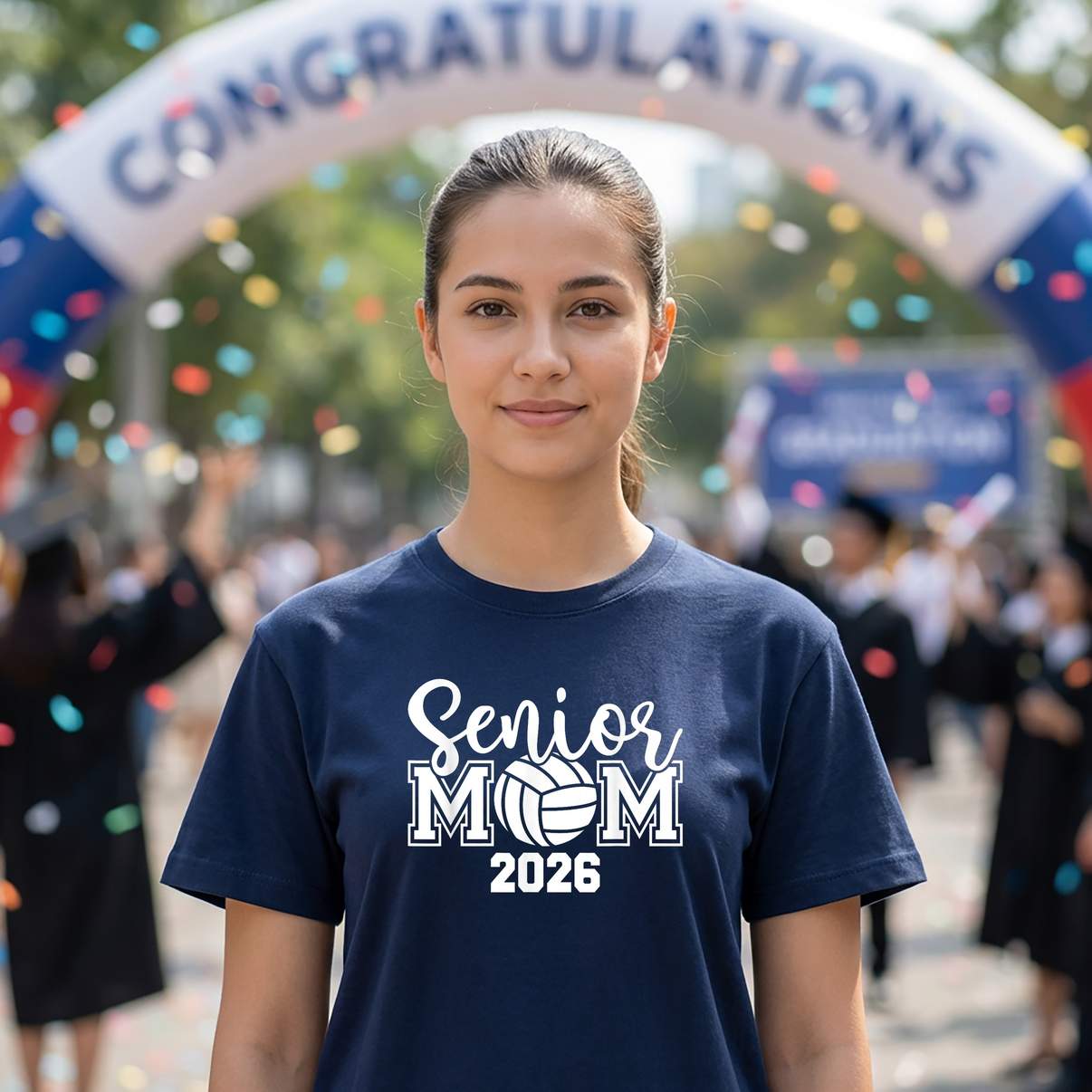 Senior Volleyball Mom 2026 T-Shirt Proud Class Of Graduation Graphic For Womens