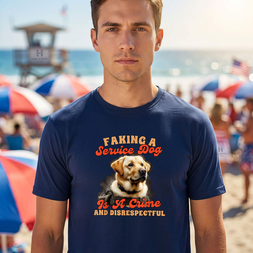 Service Dog Trainer Labrador Retriever Shirt Faking Is A Crime Graphic Mens