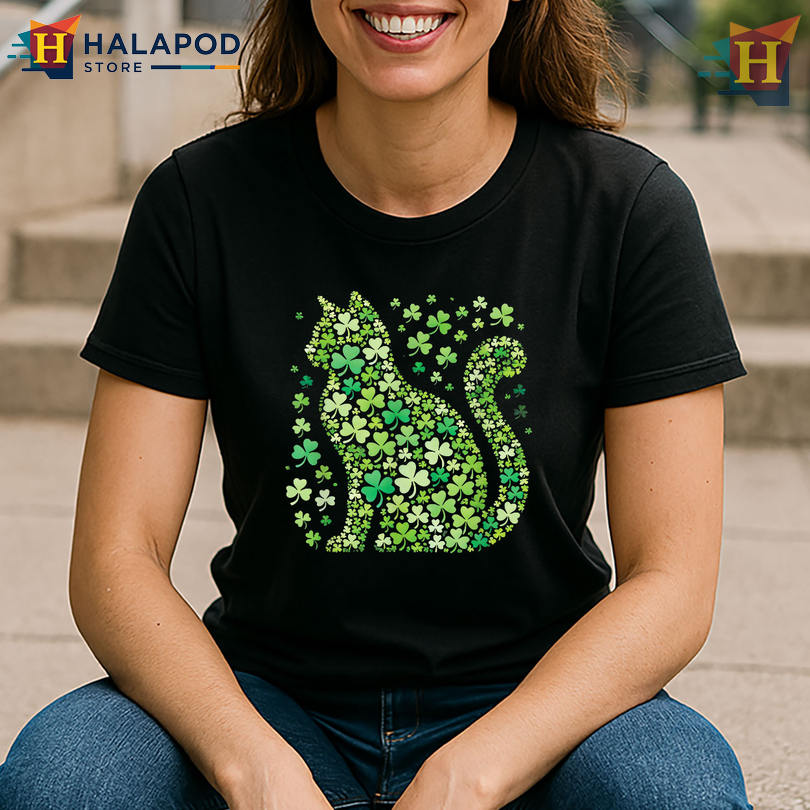 Shamrock Cat Graphic For Teens Women's St Patricks Day Shirts Trendy Look