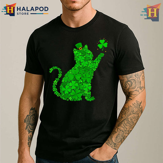 Shamrock Cat Lover Graphic Cute St Patrick Day Shirts