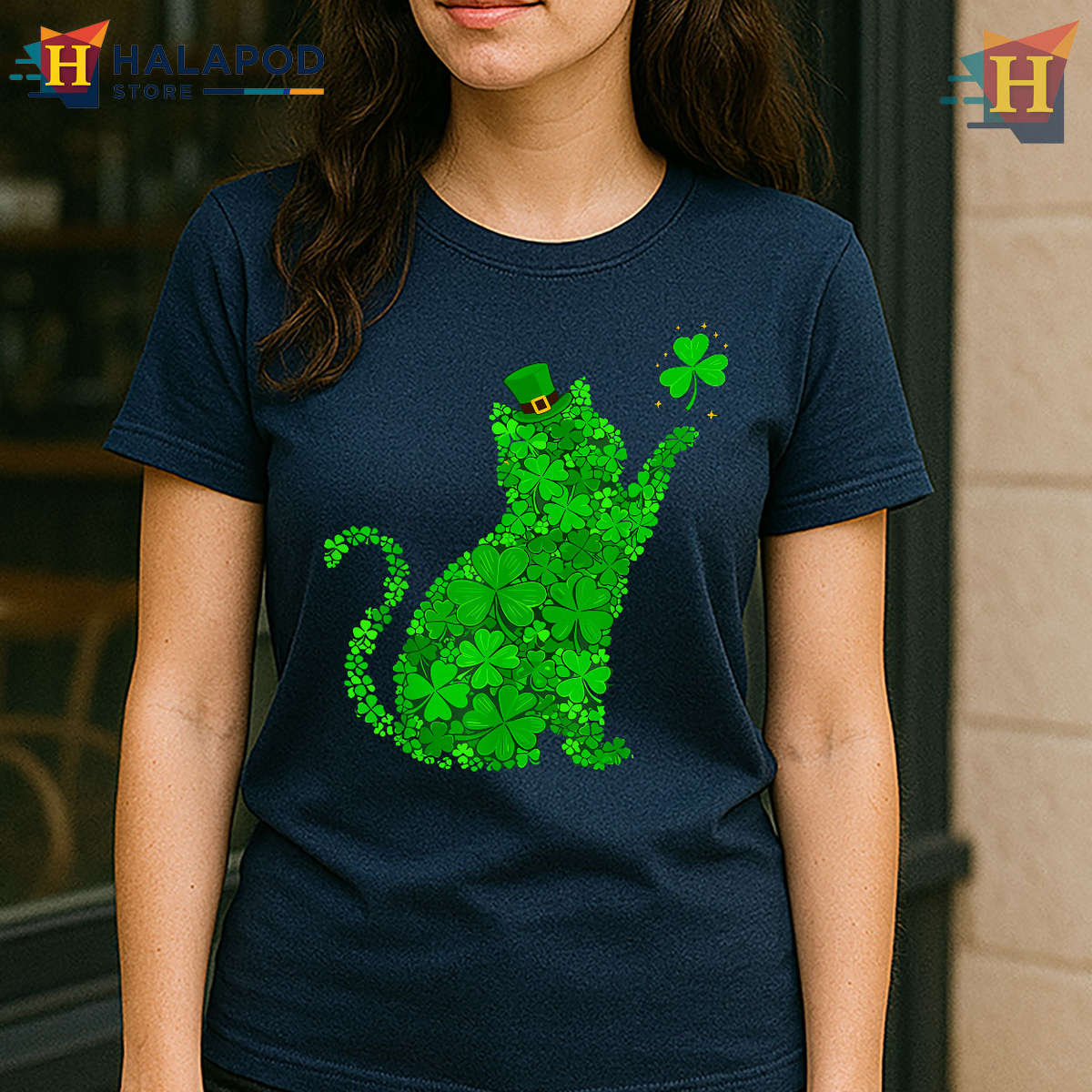 Shamrock Cat Lover Graphic Cute St Patrick Day Shirts