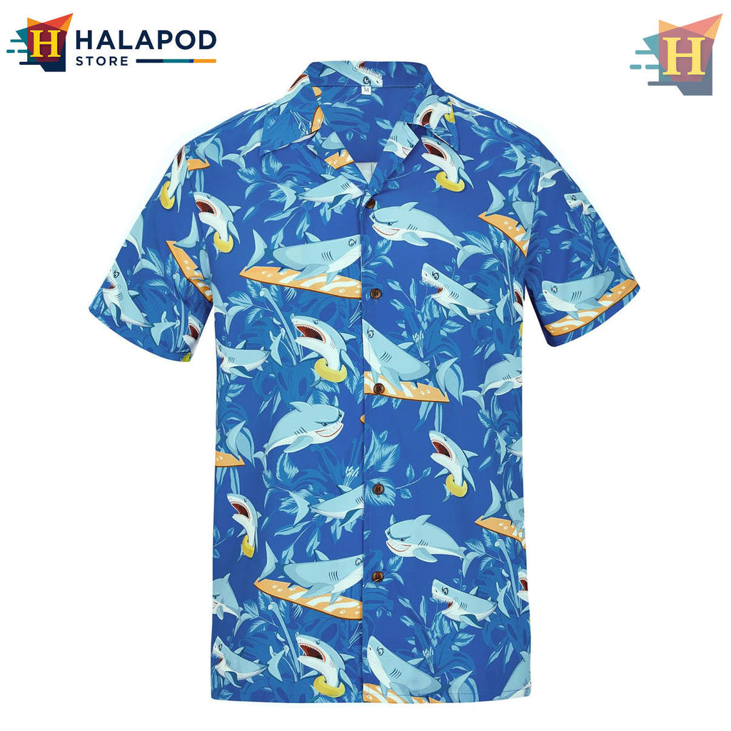 Shark Floral Print Novelty Hawaiian Shirt 2026 Casual Beach Mens Fan Apparel