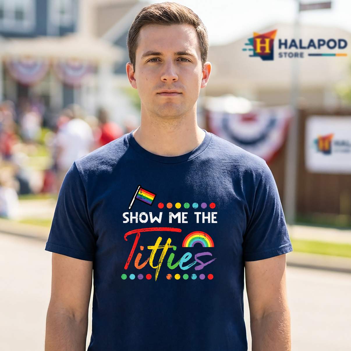 Show Me Funny LGBTQ Ally Tee Shirt Gay Pride Month Rainbow Graphic Design For Men