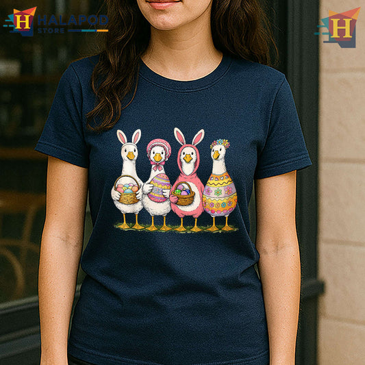 Silly Goose Bunny With Eggs Trendy Spring Funny Easter T Shirts