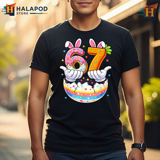 Six Seven Meme Egg Hunt Design Funny Easter Shirts For Kids