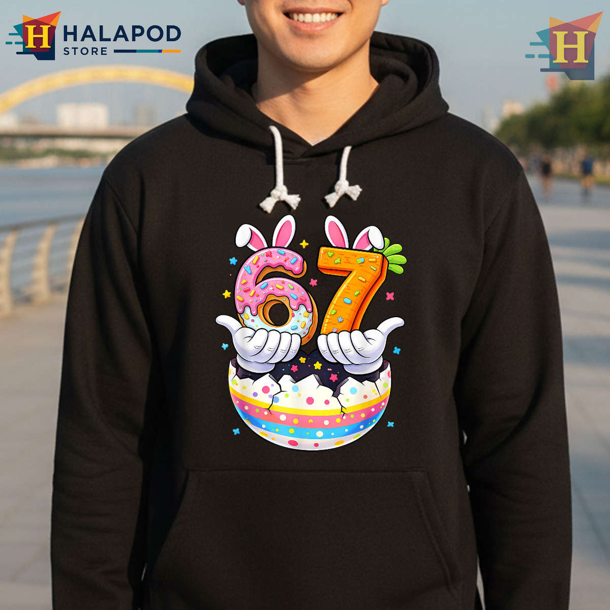 Six Seven Meme Egg Hunt Design Funny Easter Shirts For Kids