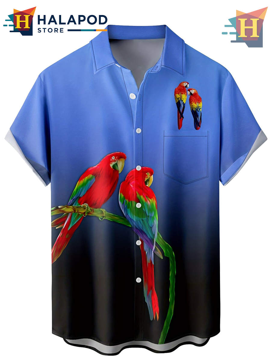 Sky Blue Bird Tropical Hawaiian Shirt 2026 Holiday Casual Beach Fan Apparel
