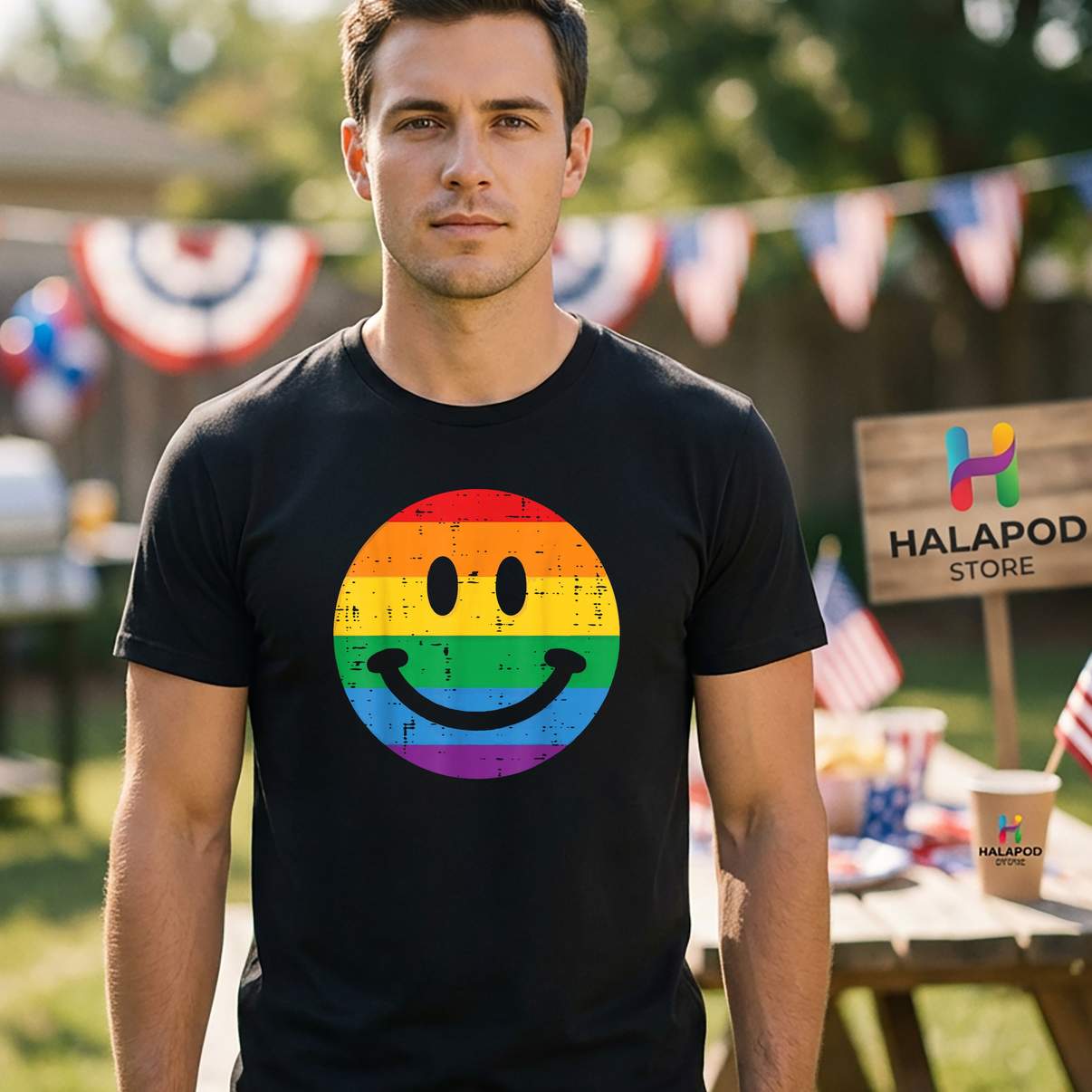 Smile Retro LGBTQ Ally Shirt Gay Pride Month Rainbow Funny Graphic For Womens