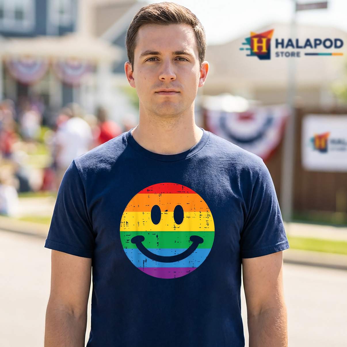Smile Retro LGBTQ Ally T-Shirt Gay Pride Month Rainbow Funny Graphic For Womens
