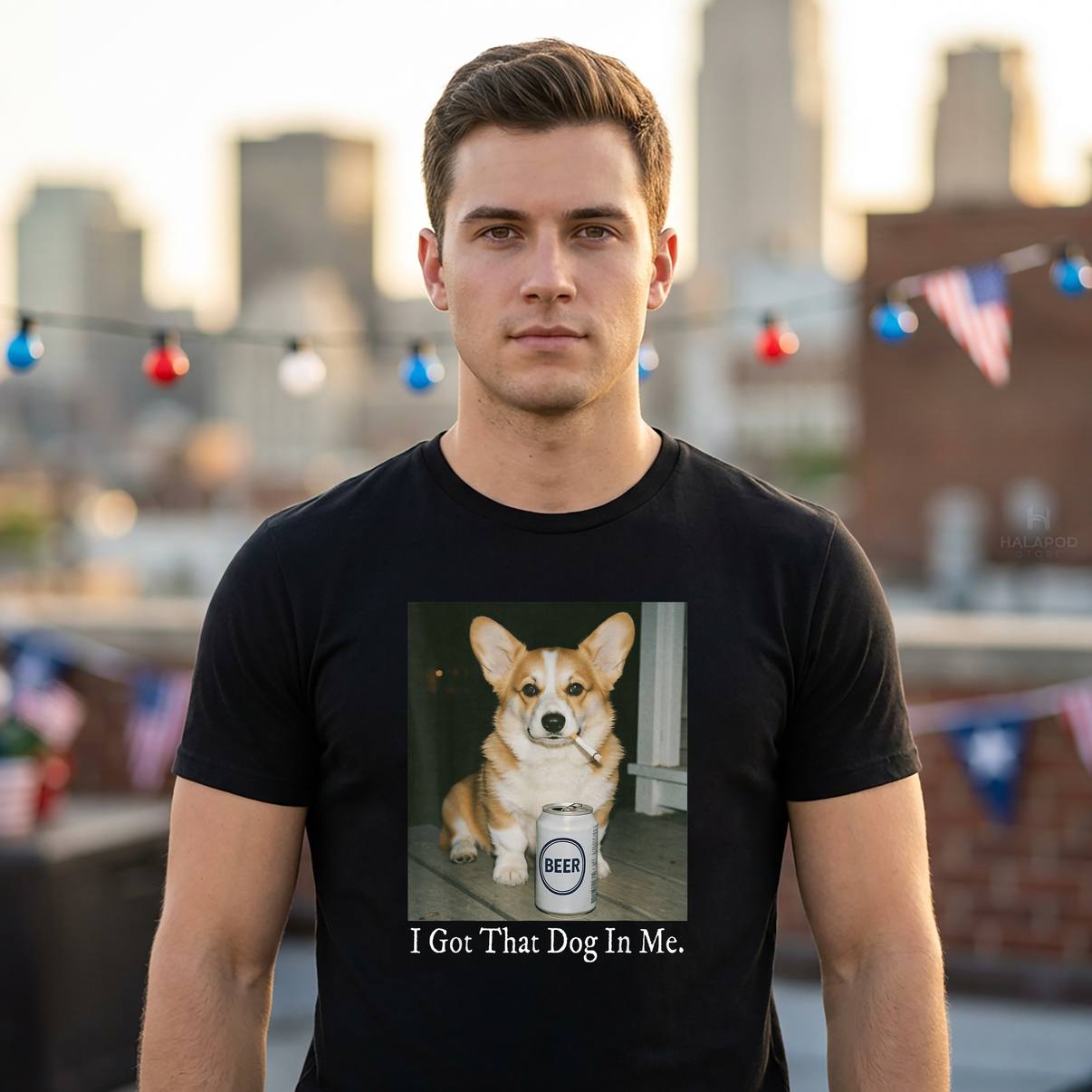 Smoking Beer Corgi Meme Fan Tee Shirt I Got That Dog In Me Funny Graphic Men
