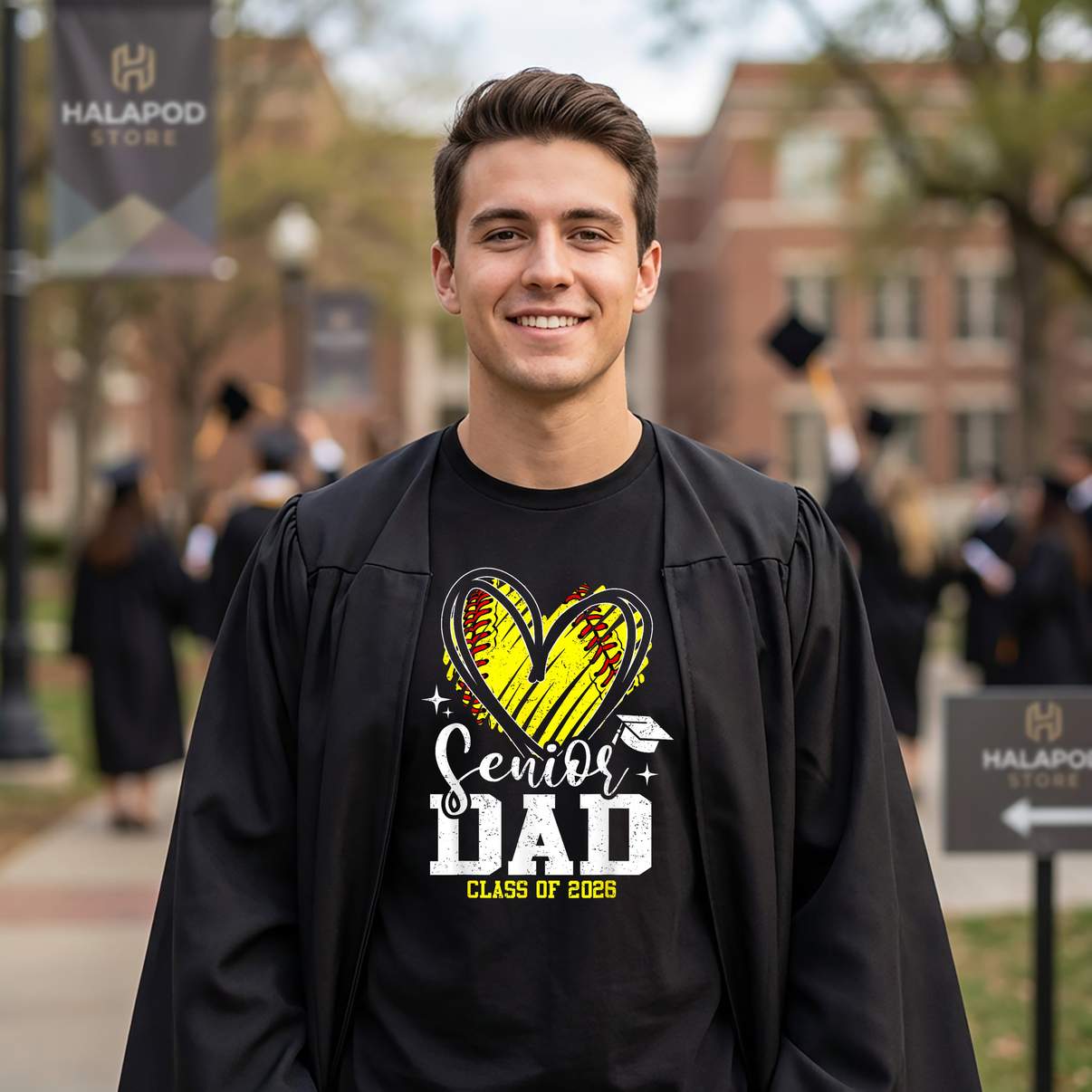 Softball Dad Senior 2026 Tee Shirt Class Of Graduation Heart Graphic Design Womens