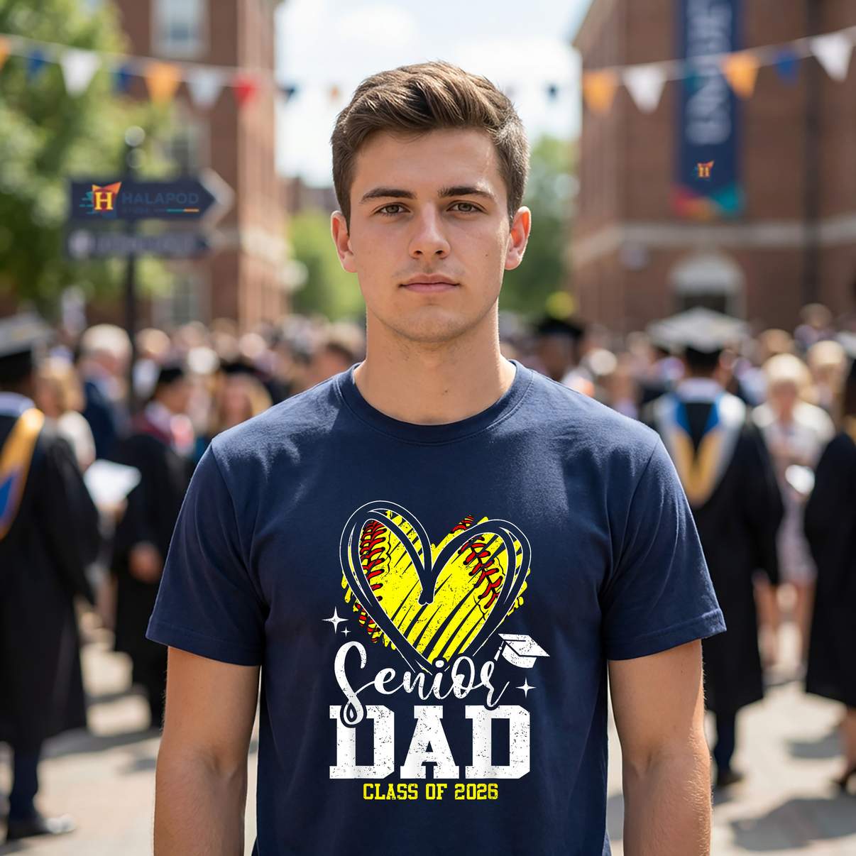 Softball Dad Senior 2026 T-Shirt Class Of Graduation Heart Graphic Design Womens