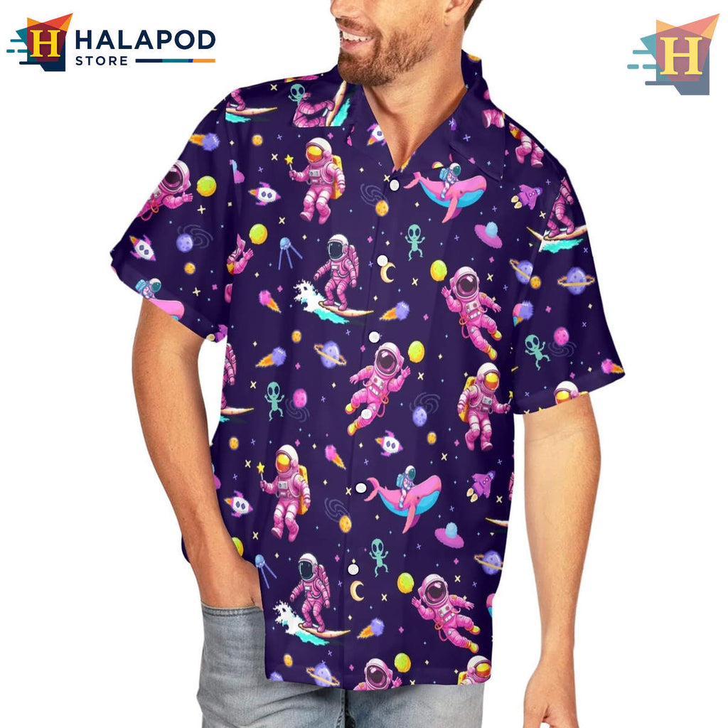 Space Funny Tropical Hawaiian Shirt 2026 Fourth Of July Party Mens Fan Apparel