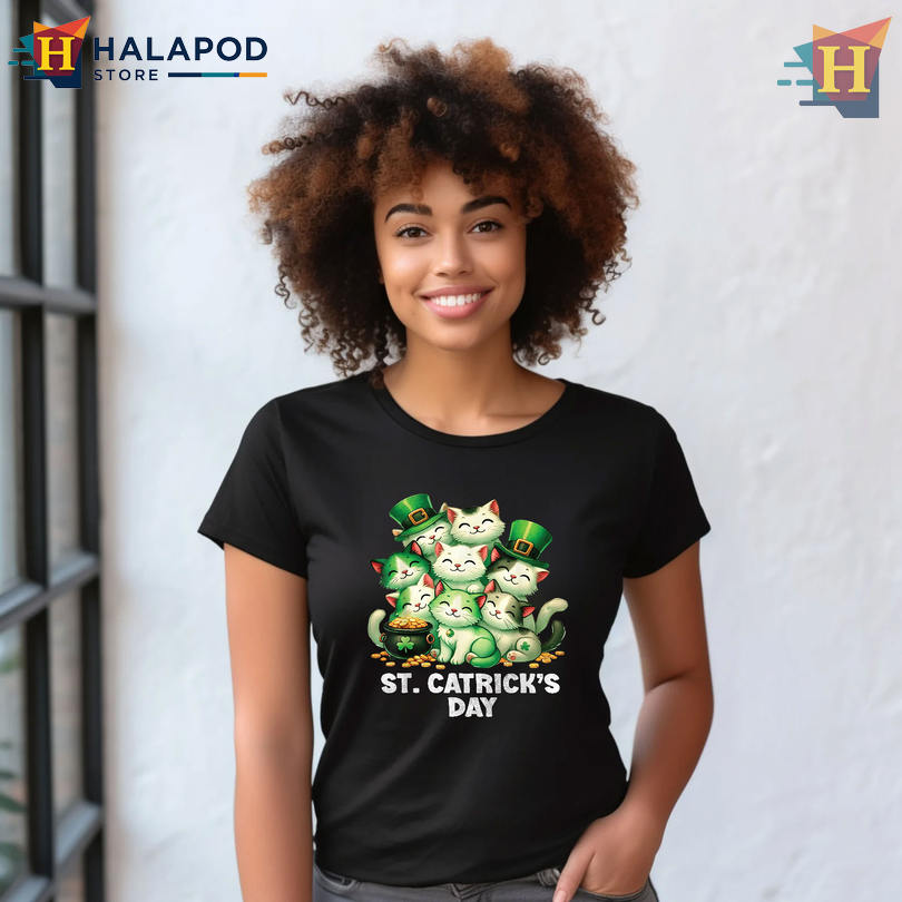 St Patricks Catricks Day Cats Graphic Cute St Patricks Day Womens Shirts Playful Style