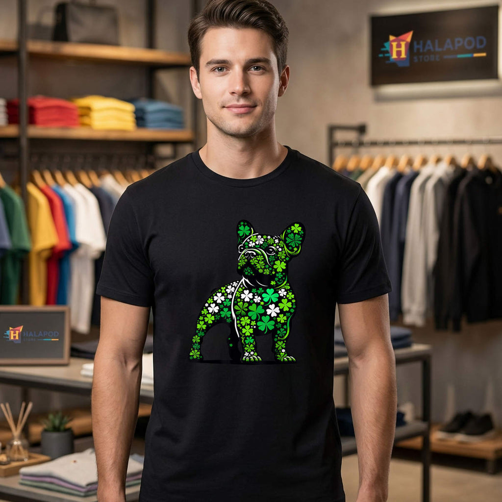 St Patricks Day French Bulldog Shirt Dog Themed Lover Graphic Novelty Mens