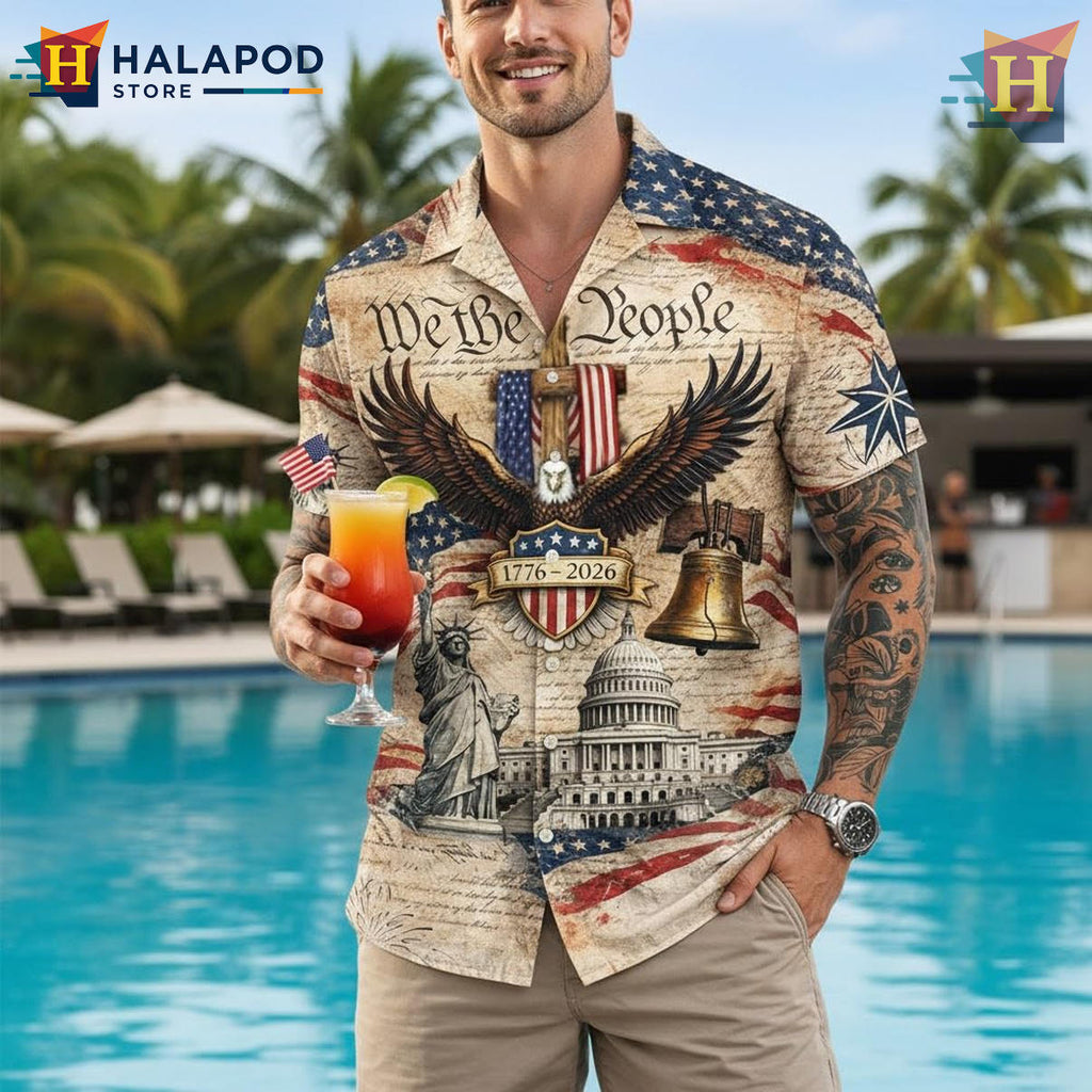 Stars Pattern America 250th Hawaiian Shirt 2026 Patriotic Independence Gear
