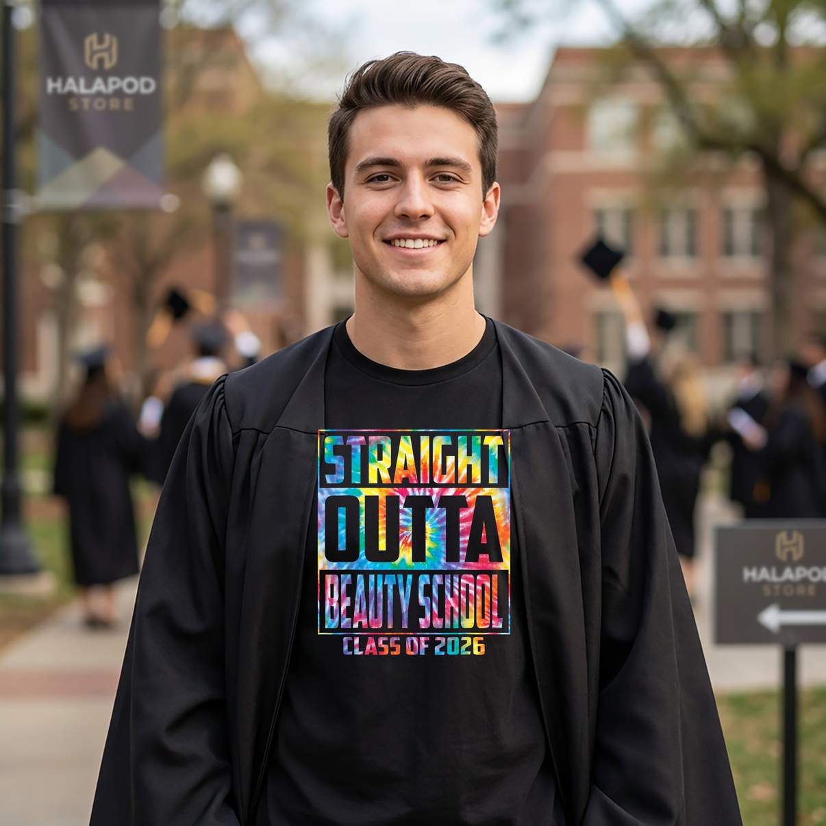 Straight Outta Beauty School Shirt Funny Graduation 2026 Graduate Graphic Men