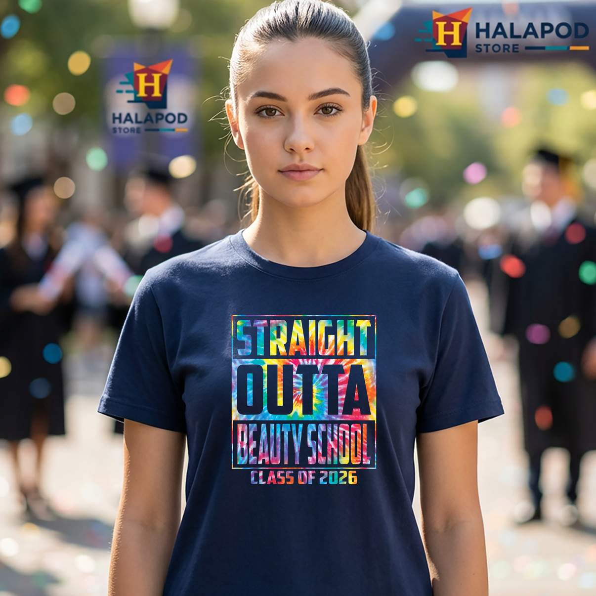 Straight Outta Beauty School Tee Shirt Funny Graduation 2026 Graduate Graphic Men