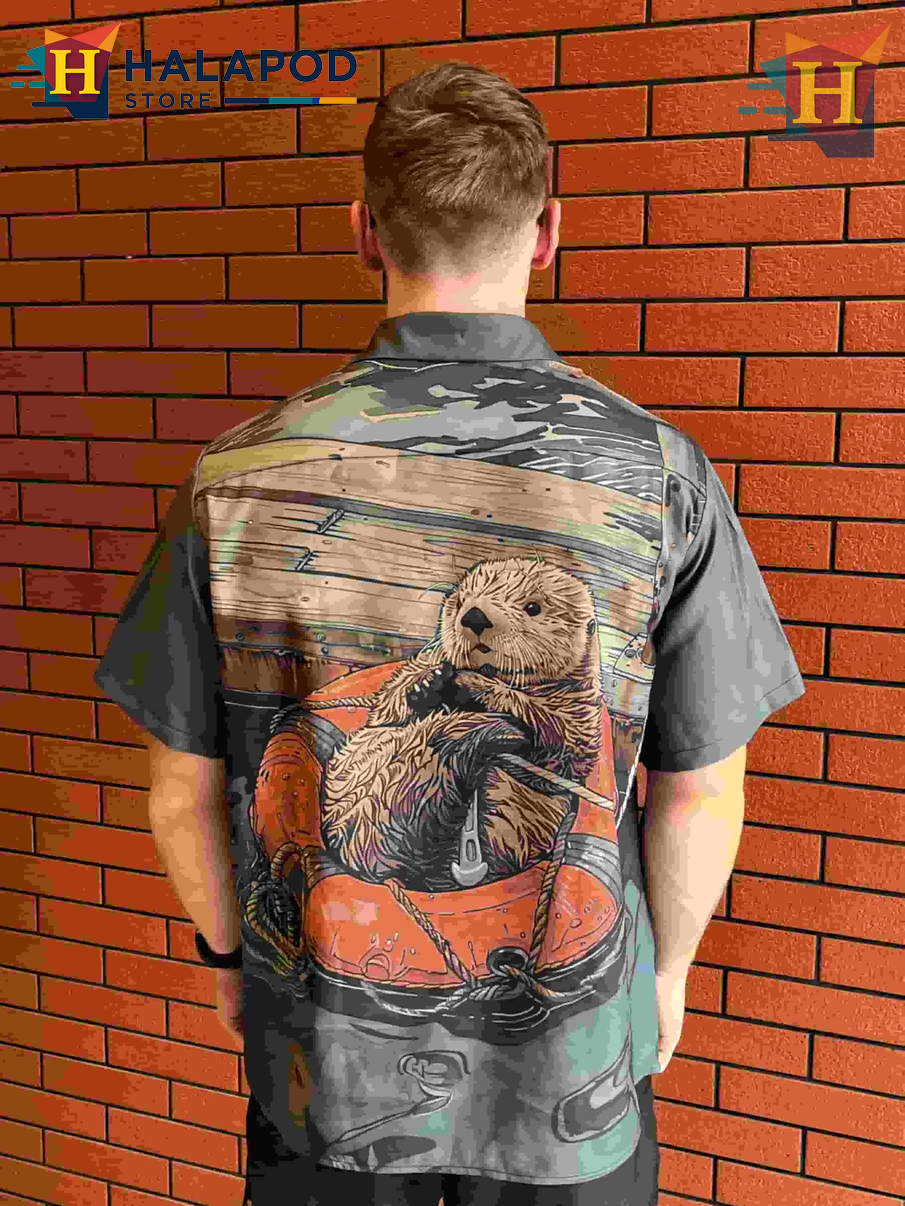 Stray Beaver Hawaiian Shirt Funny Bold Graphic Tropical Casual Beach Shirt