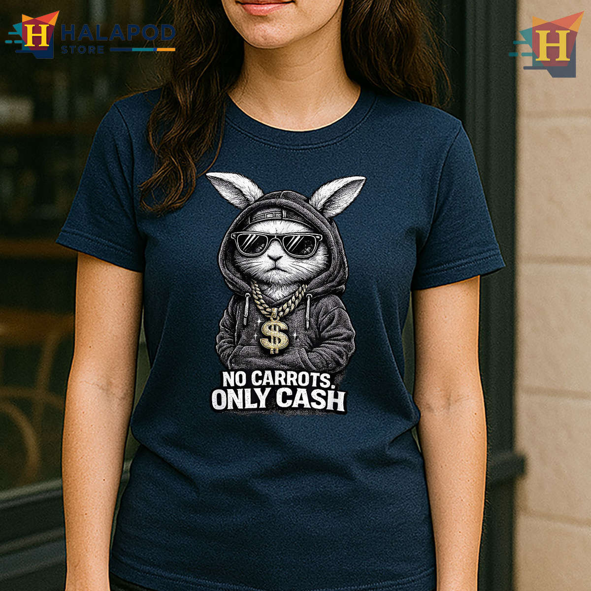 Streetwear Hip Hop Rabbit Graphic Mens Easter Shirt