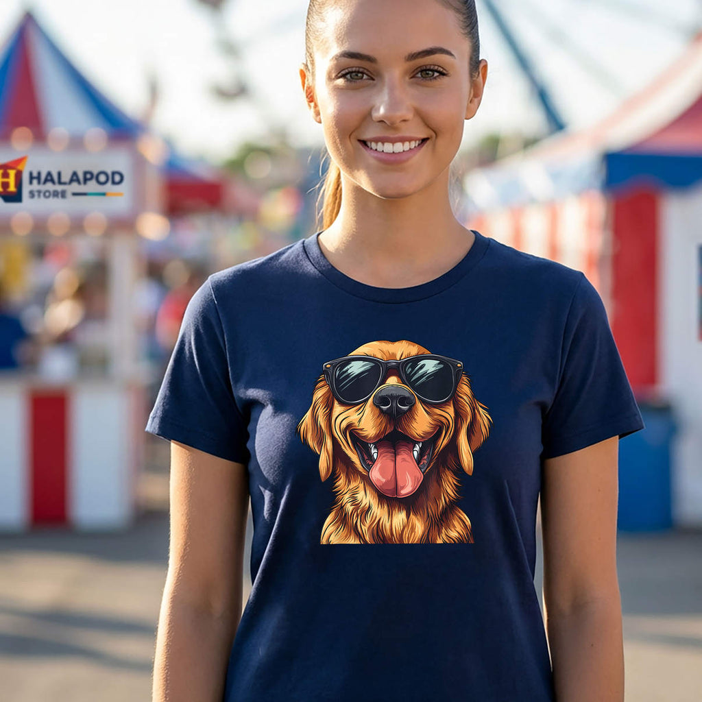 Sunglasses Golden Dog Shirt Retriever Funny Graphic Novelty Casual Mens