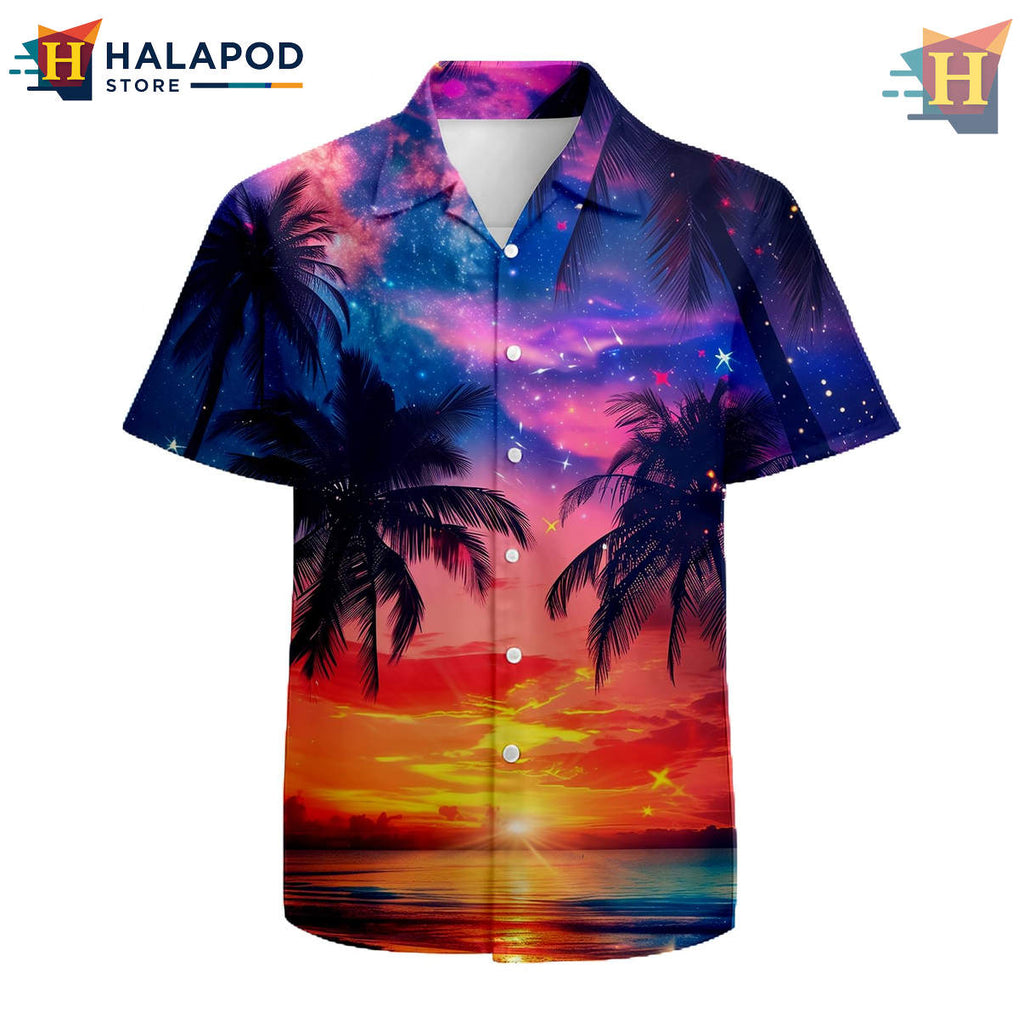 Sunset Beach Print Funny Hawaiian Shirt 2026 Graphic Tropical Holiday Fan Gear