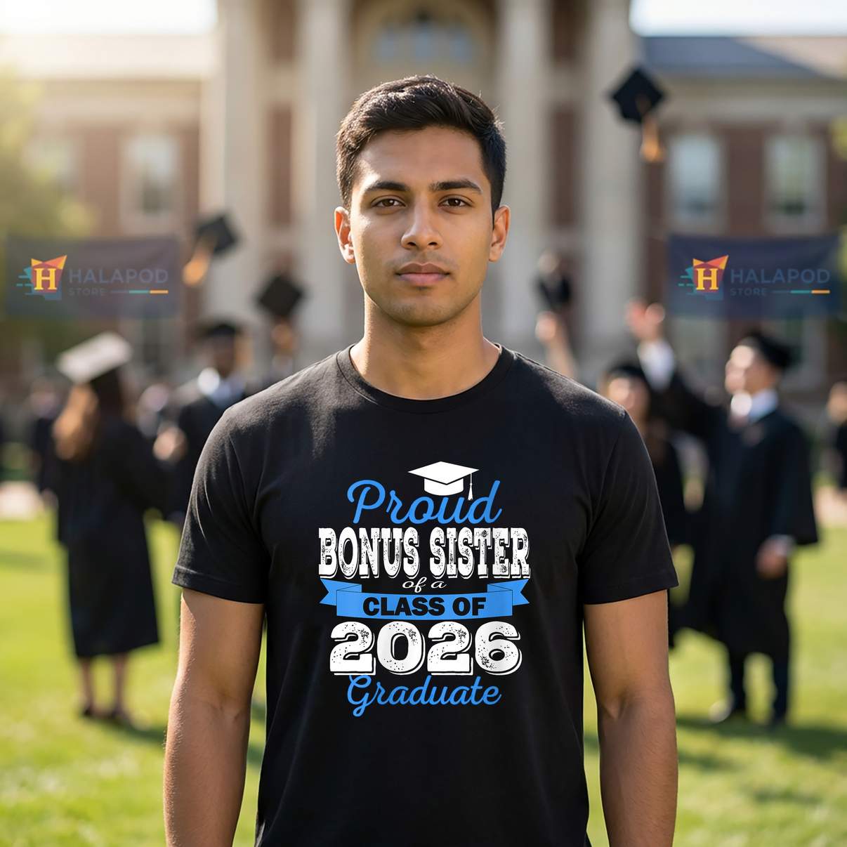Super Proud Bonus Sister Tee Shirt 2026 Graduate Graduation Family Graphic Womens