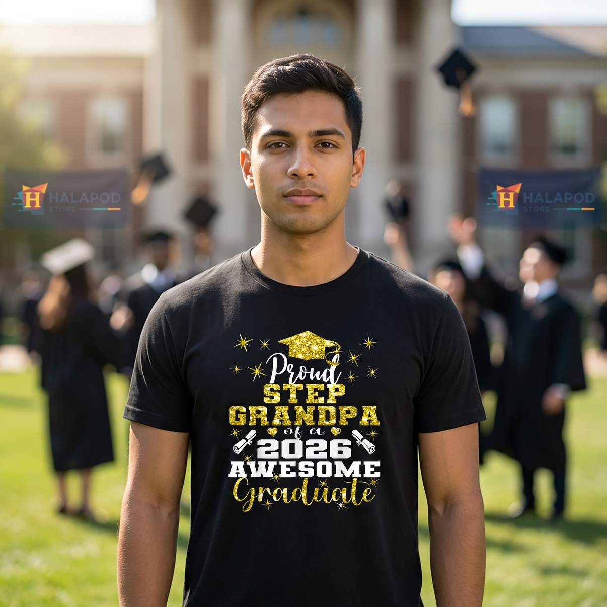 Super Proud Step Grandpa Tee Shirt 2026 Graduate Graduation Family Graphic Womens
