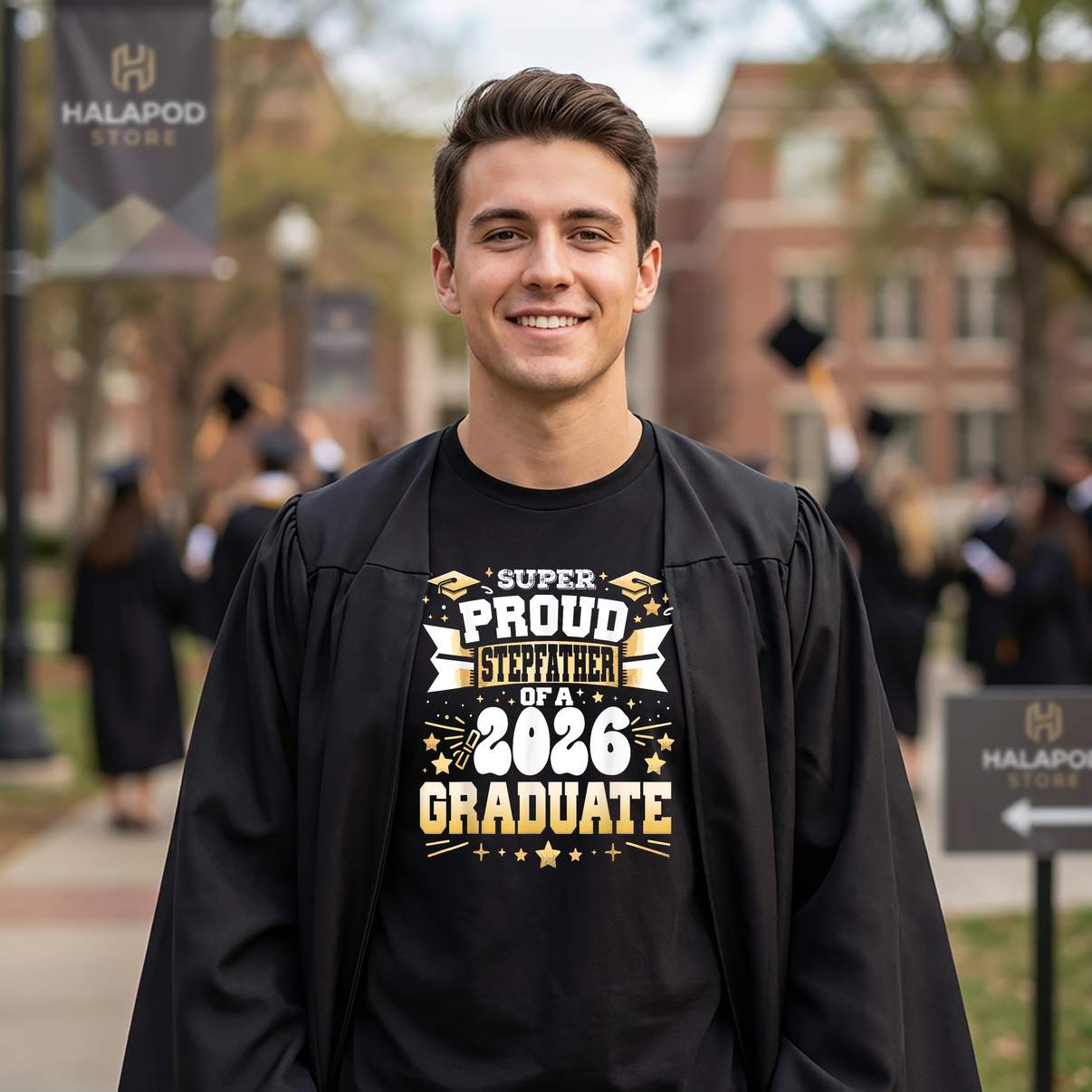 Super Proud Stepfather 2026 Shirt Class Graduate Graduation Family Graphic Men