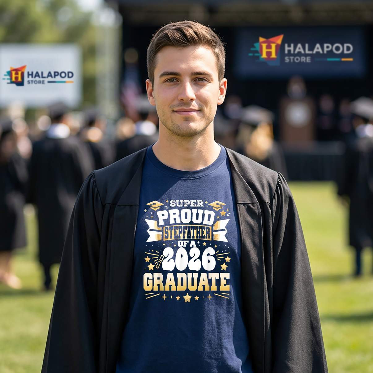 Super Proud Stepfather 2026 Tee Shirt Class Graduate Graduation Family Graphic Men