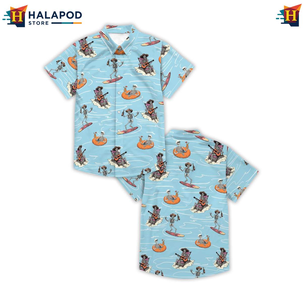 Swim Skull Mens Funny Tropical Shirt Retro Graphic Aloha Summer Beachwear
