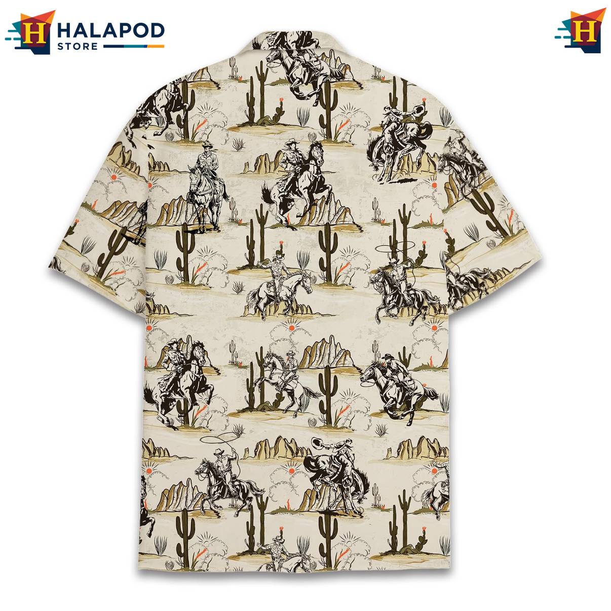 Tan Cowboy Funny Short-sleeve button-up shirt Alien UFO Short Sleeve Button Down Apparel