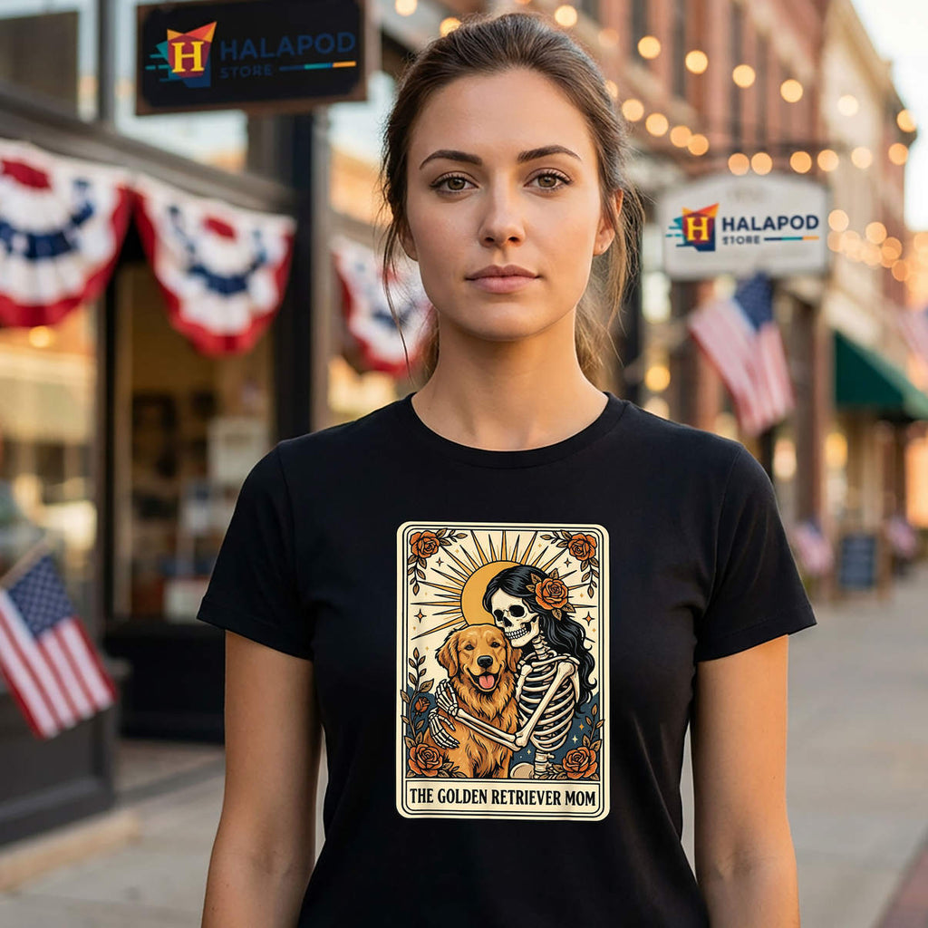 Tarot Card Golden Retriever Shirt The Dog Mom Funny Graphic Novelty Womens