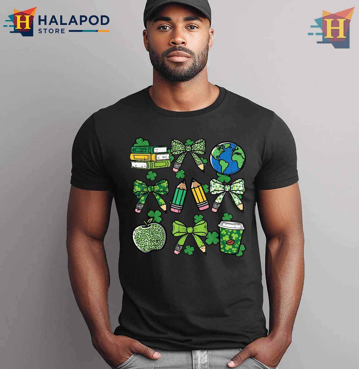 Teacher Pencil Bow Graphic St Patricks Day Shirts For Women