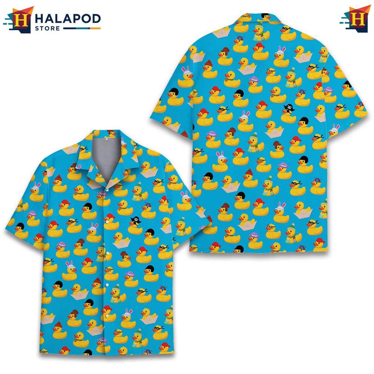 Teal Duck Funny Tropical Shirt Alien UFO Short Sleeve Button Down Apparel