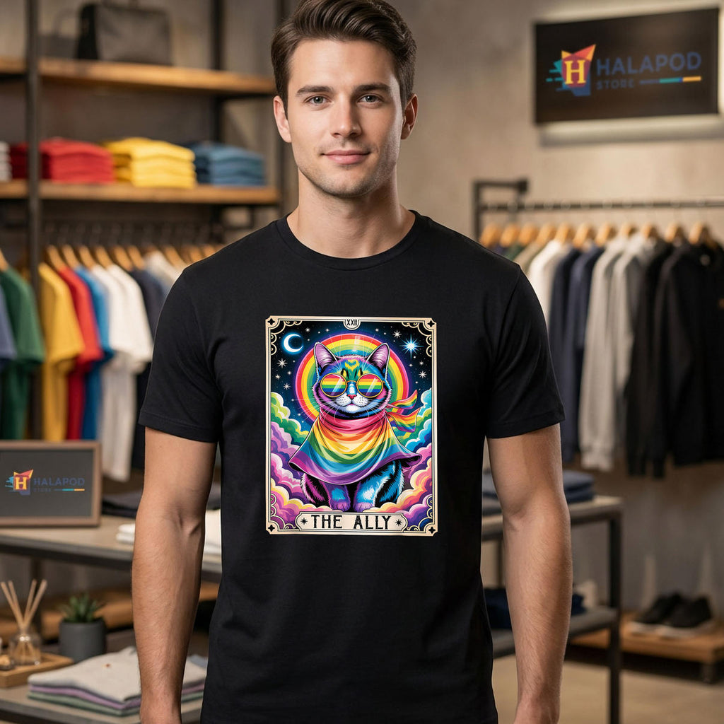 The Ally Tarot Card Cat Rainbow LGBT Shirt 2026 Pride Gay Support Fan Gear