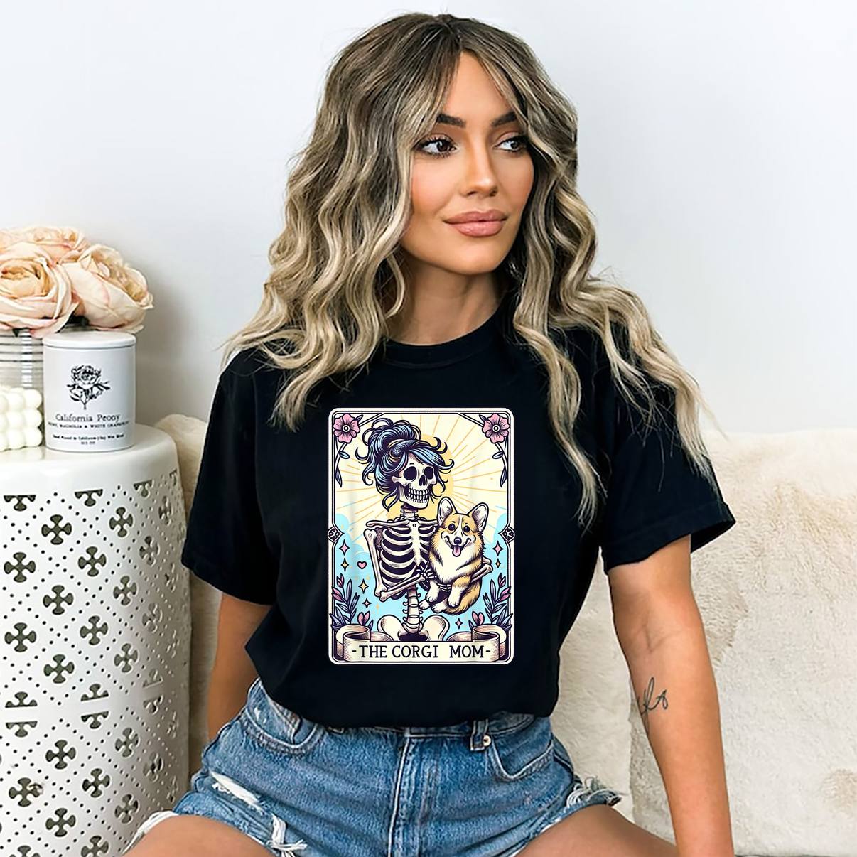 The Corgi Mom Skeleton Tee Shirt Mama Puppy Dog Lover Graphic Design For Mens
