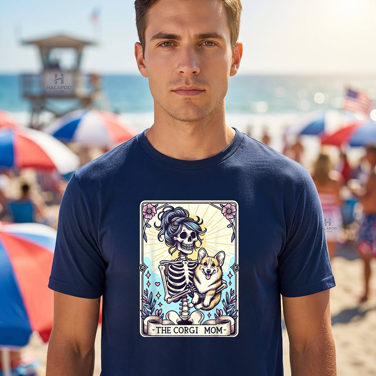 The Corgi Mom Skeleton T-Shirt Mama Puppy Dog Lover Graphic Design For Mens
