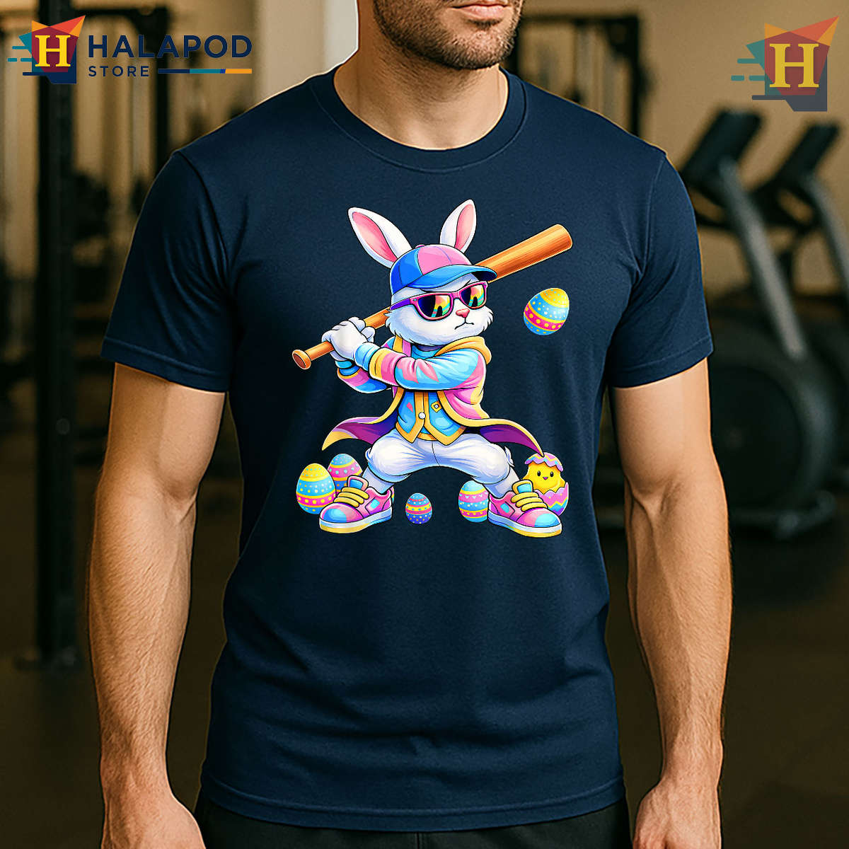 Tie Dye Baseball Rabbit Graphic Trendy Funny Easter Shirts