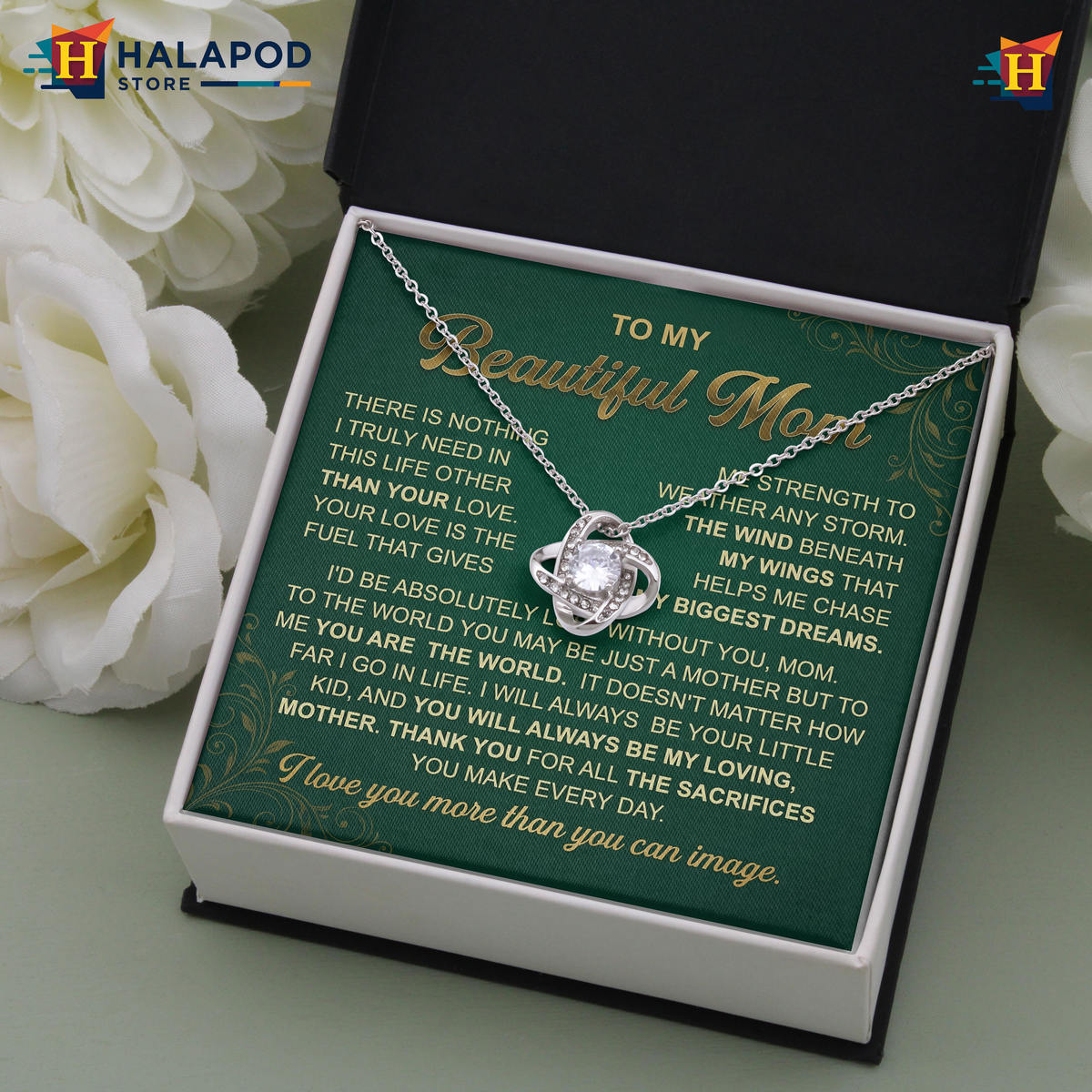 To My Beautiful Mom - Weather Any Storm Message Card Necklace - Mothers Day 2026