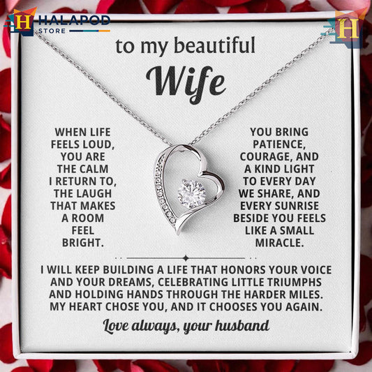 To My Beautiful Wife Calm And Joy Necklace Valentine's Day Card Messages You Are The Calm I Return To