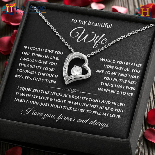 To My Beautiful Wife Cherished Love Necklace Valentines Card Message See Yourself Through My Eyes