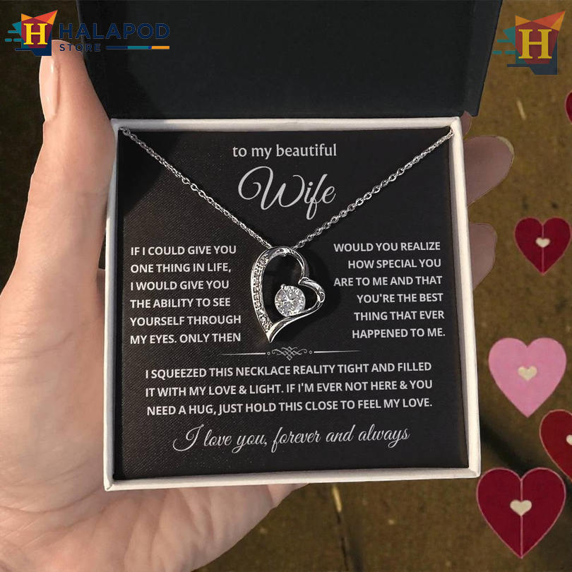 To My Beautiful Wife Cherished Love Necklace Valentines Card Message See Yourself Through My Eyes