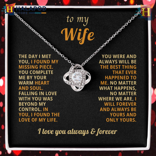 To My Beautiful Wife Eternal Love Necklace Valentine's Day Necklace For Her Keeper Of My Heart