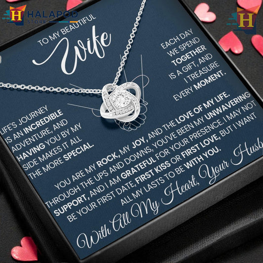 To My Beautiful Wife Forever Love Necklace Valentine's Card Messages My Rock My Joy My Life