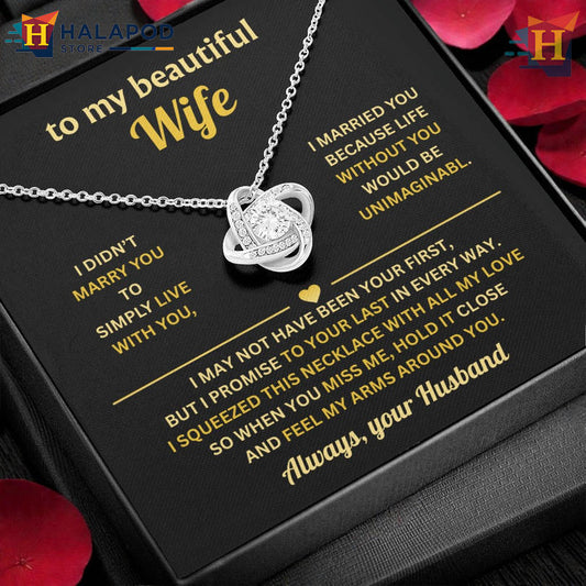 To My Beautiful Wife Necklace Cherished Love Valentines Card Messages Life Without You Unimaginable