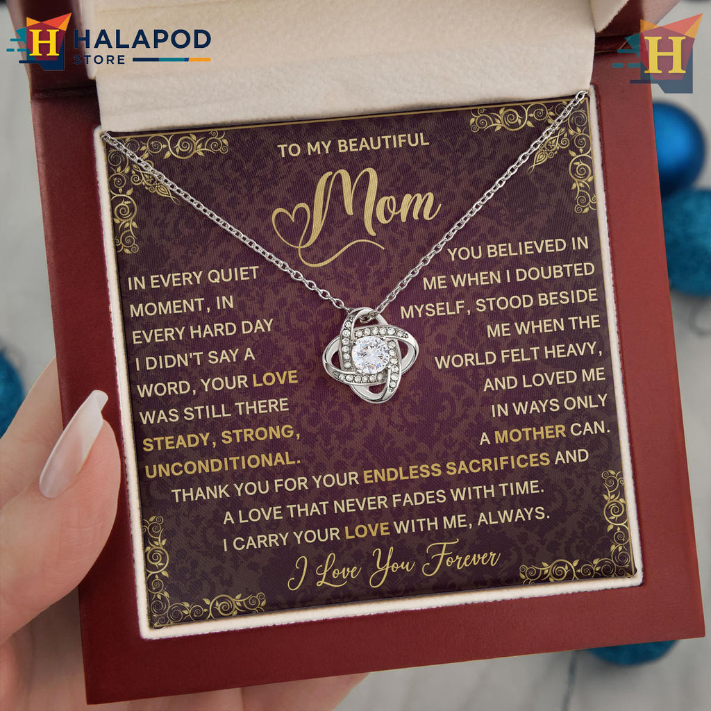 To My Mom Message Card Necklace - Unconditional Strong Love - Anniversary Gift 2026
